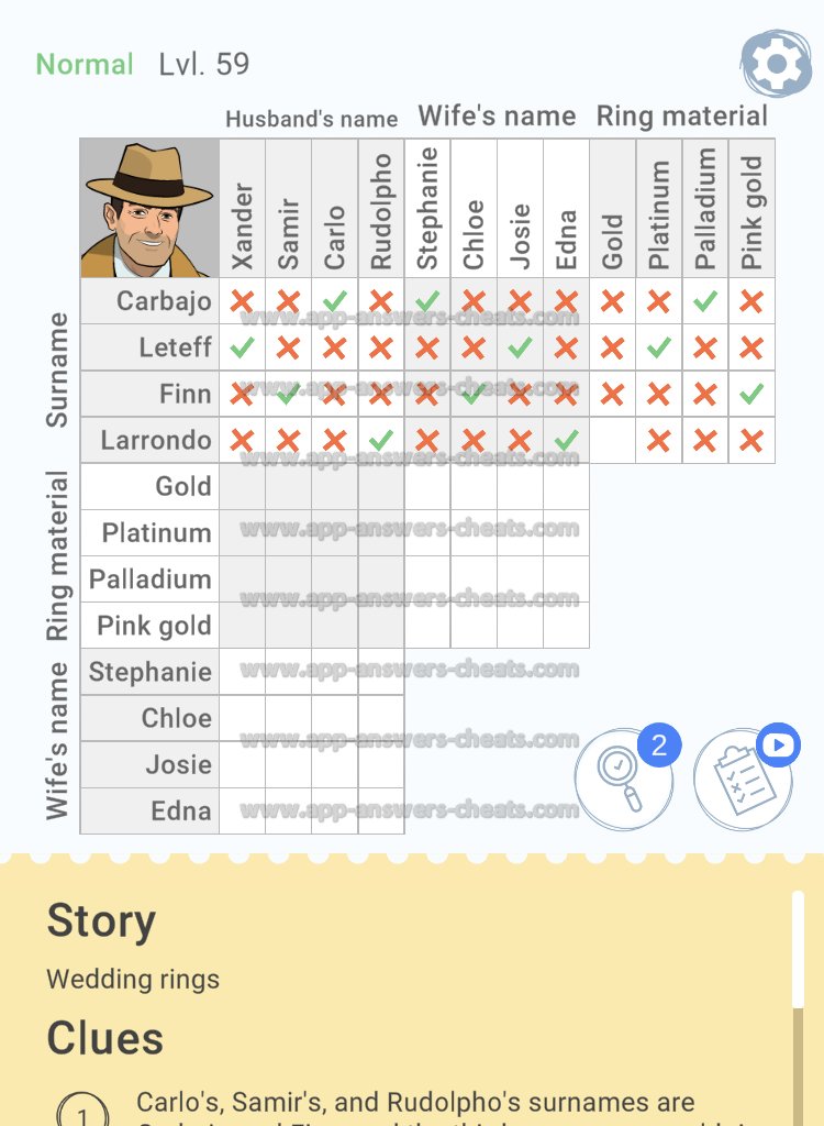 Cross Logic Normal Level 59 App Answers & Cheats